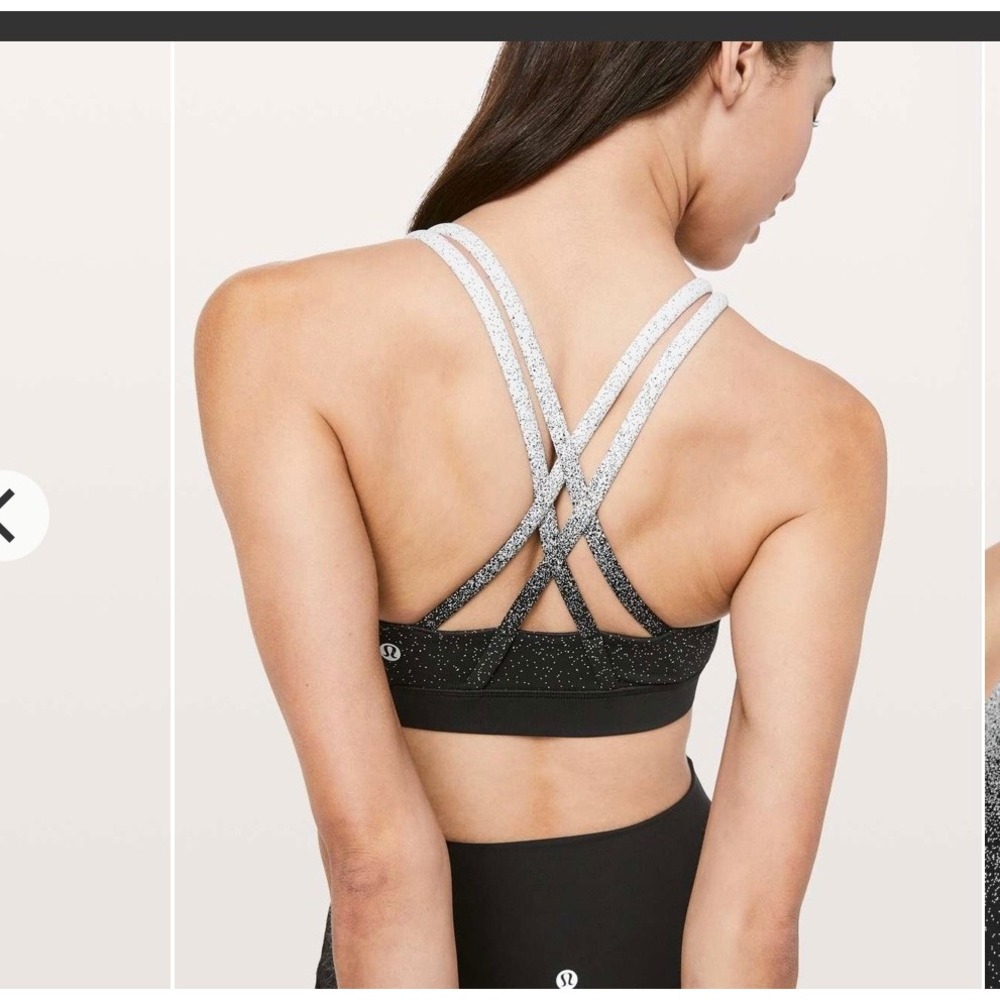 Lululemon Energy Bra Ice Pixie Black White Ombre Speckled LW2AN7S Size 4 NWT - Picture 2 of 7